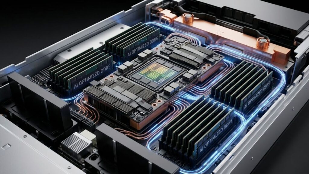 Server board with AI-optimized DDR5 modules illustrating AI-driven pressure on memory supply.