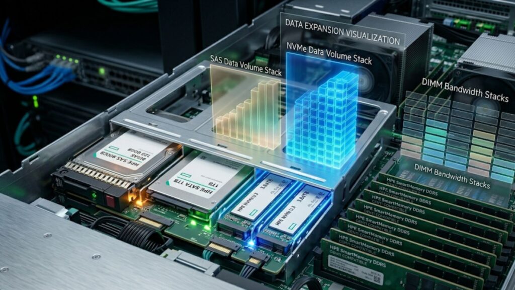 Dual Intel Xeon processors on server motherboard with displayed core and thread performance metrics.