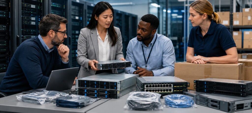 IT sourcing team evaluating enterprise servers, networking equipment, and hardware components.